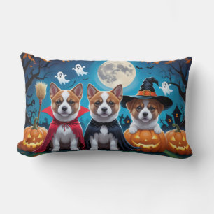 Akita Dogs Pumpkin Halloween Funny Lumbar Pillow
