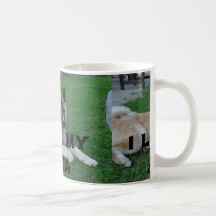 akita fawn laying love w pic coffee mug
