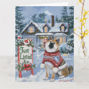 Akita Festive Humour Realtor Christmas Card