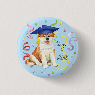 Akita Graduate 1 Inch Round Button