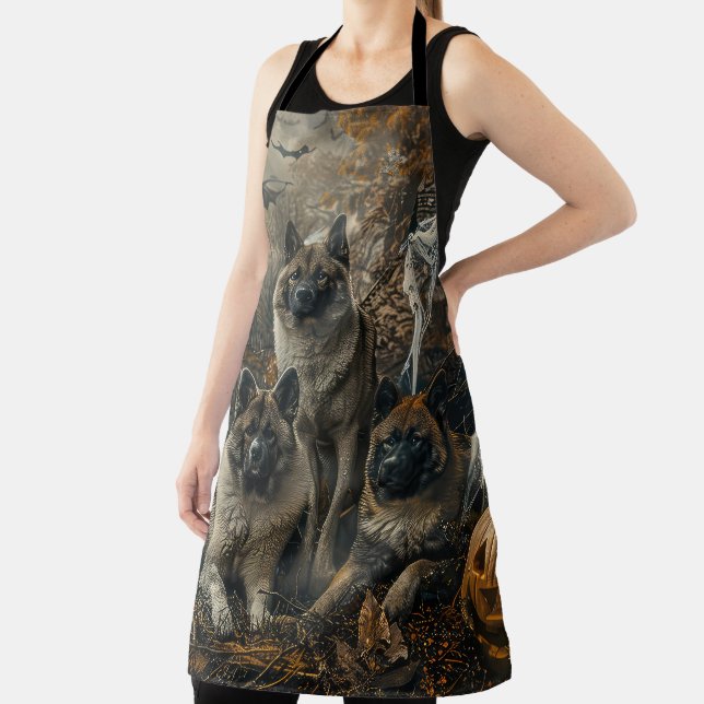Akita Halloween Night Doggy Delight  Apron (Insitu)