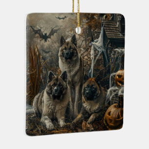 Akita Halloween Night Doggy Delight  Ceramic Ornament