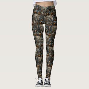 Akita Halloween Night Doggy Delight  Leggings