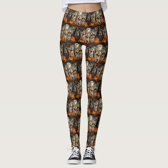 Akita Halloween Spooky Leggings (Front)