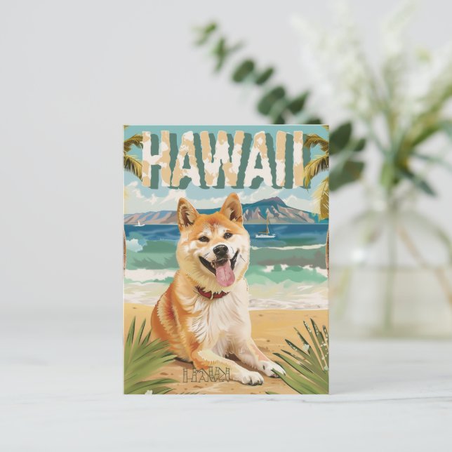 Akita Hawaii Vacation Travel Postcard (Standing Front)