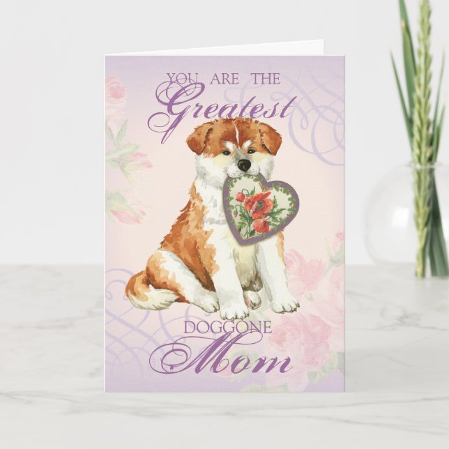 Akita Heart Mom Card (Front)