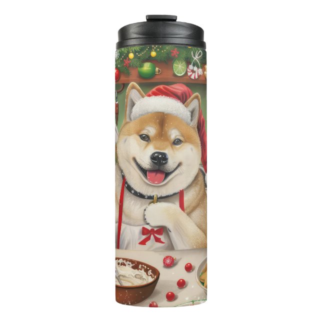 Akita Holiday Baking: Festive Christmas Thermal Tumbler (Front)