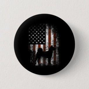 Akita Inu American Flag Patriotic 4th Of July 2 Inch Round Button