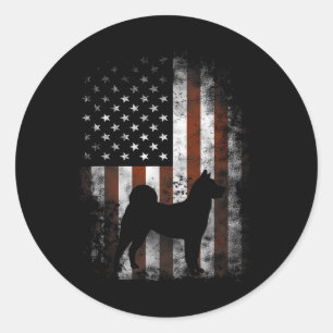 Akita Inu American Flag Patriotic 4th Of July Classic Round Sticker