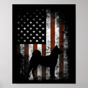 Akita Inu American Flag Patriotic 4th Of July Poster