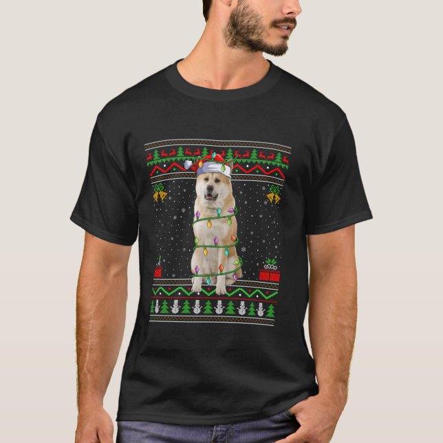 Akita Inu Chien Lumières de Noël Père Noël Sweat m (Devant)