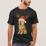 Akita Inu Christmas Lights Santa Hat Reindeer Paja T-Shirt<br><div class="desc">Akita Inu Christmas Lights Santa Hat Reindeer Pajama</div>