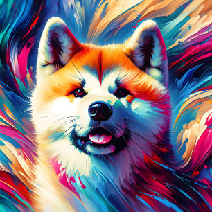 Akita Inu Dog Acrylic Print   Colourful   Vibrant Jigsaw Puzzle