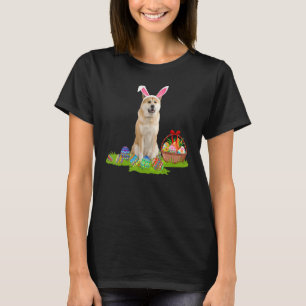 Akita Inu Dog Easter Egg Hunting Bunny Akita Inu E T-Shirt