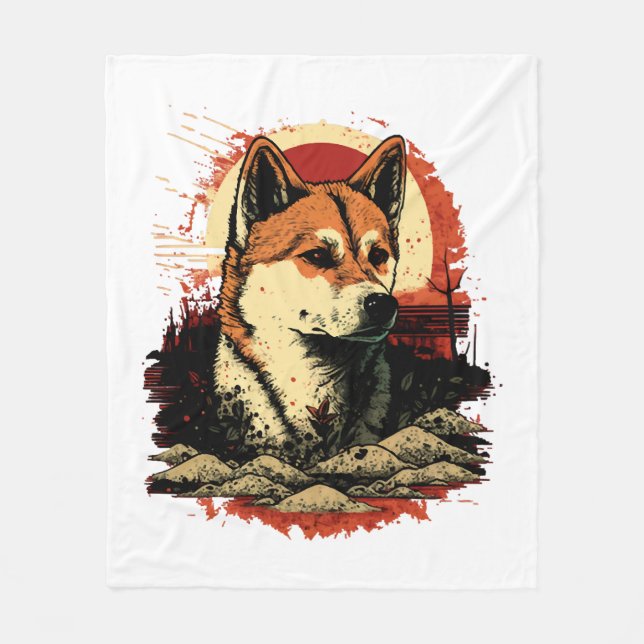 Akita Inu Dog Fleece Blanket (Front)