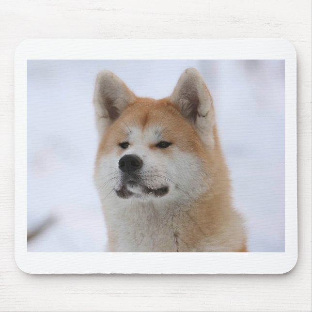Akita Inu Dog Looking Serious Mouse Pad (Front)