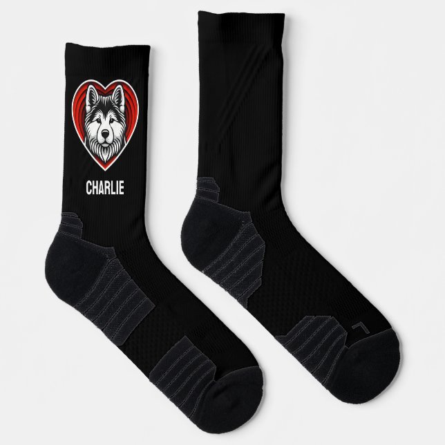 Akita Inu Dog Lover Custom Text Name Personalized Socks (Right)