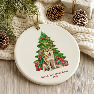 Akita Inu Dog Personalized Christmas Ceramic Ornament
