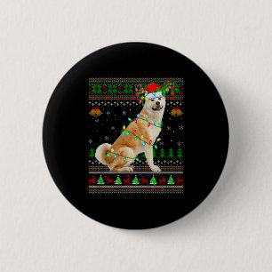 Akita Inu Dog Ugly Christmas Sweaters Holiday Sant 2 Inch Round Button