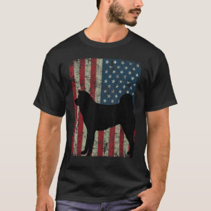 Akita Inu Dog Vintage American Flag 4th Of July T-Shirt