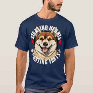 Akita Inu Funny Stealing Hearts Blasting Farts Dog T-Shirt