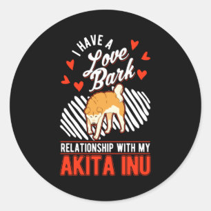Akita Inu Valentines Day Japanese Akita  Classic Round Sticker