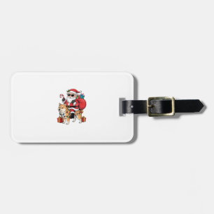 Akita Inu Xmas Lighting Santa Riding Akita Inu Dog Luggage Tag