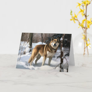 Akita Let It Snow Christmas Card