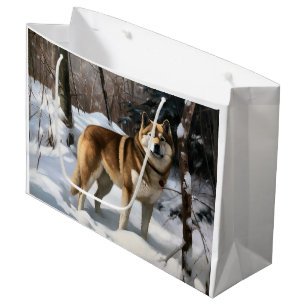 Akita Let It Snow Christmas  Large Gift Bag