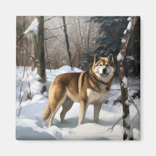 Akita Let It Snow Christmas Magnet