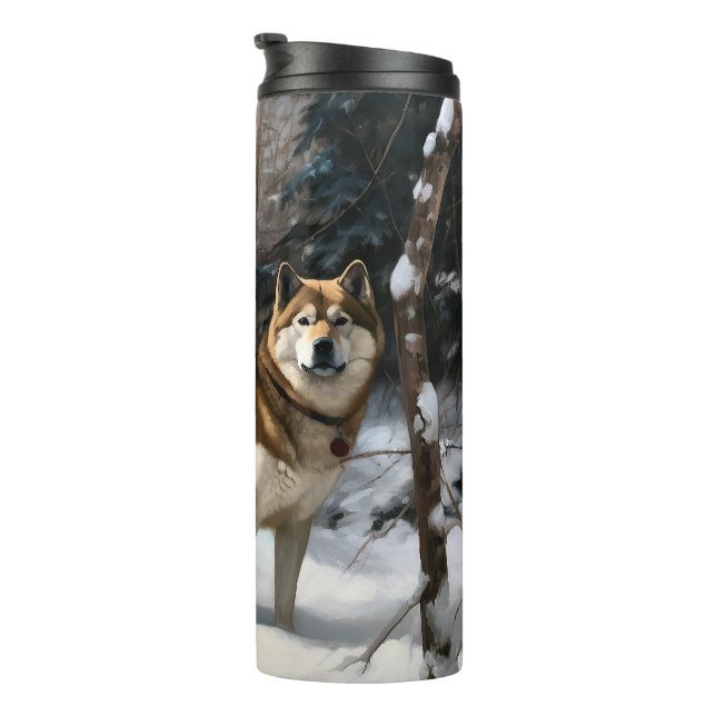 Akita Let It Snow Christmas  Thermal Tumbler (Rotated Right)