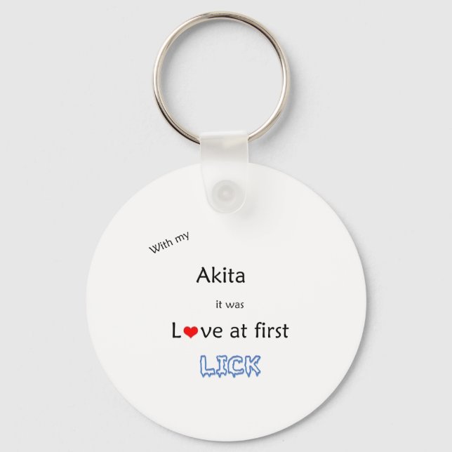 Akita Lick Design Keychain (Front)