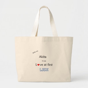 Akita Love at First Lick Large Tote Bag
