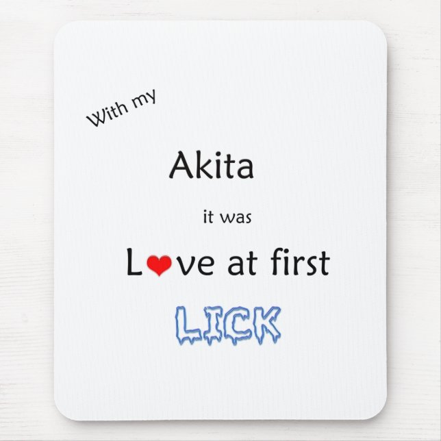 Akita Love at First Lick Mouse Pad (Front)