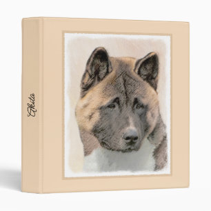Akita Painting - Cute Original Dog Art Binder