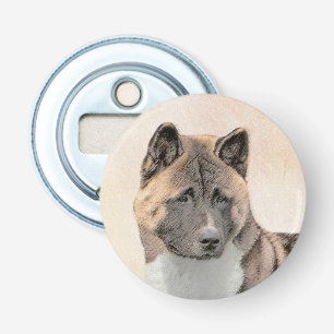 Akita Painting - Cute Original Dog Art Bottle Opener