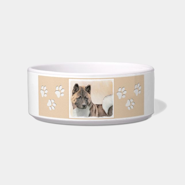 Akita Painting - Cute Original Dog Art Bowl (Right)