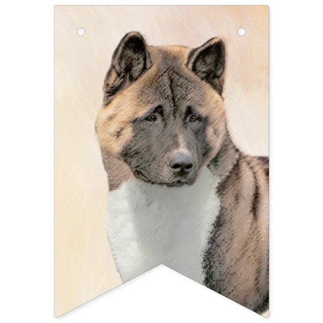 Akita Painting - Cute Original Dog Art Bunting Flags (First Flag)