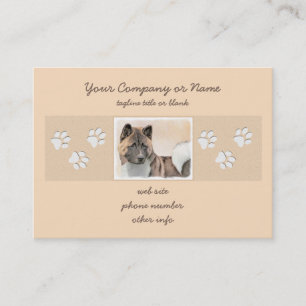 Akita Painting - Cute Original Dog Art Business Card