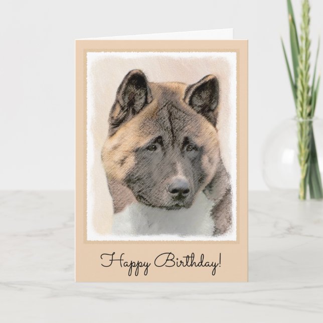 Akita Painting - Cute Original Dog Art Card (Front)