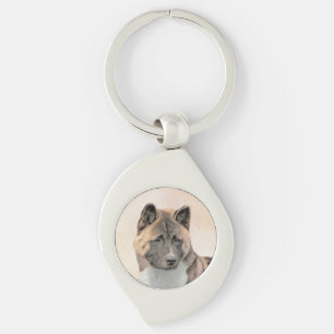 Akita Painting - Cute Original Dog Art Keychain