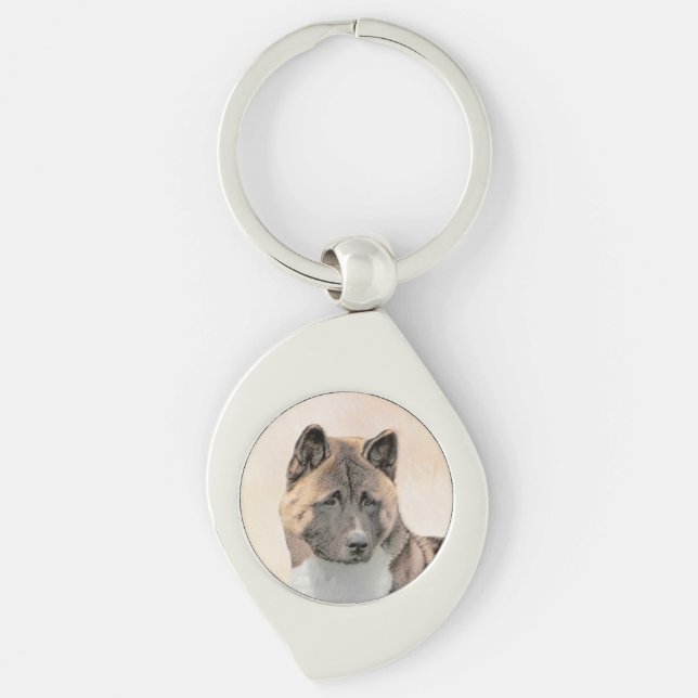 Akita Painting - Cute Original Dog Art Keychain (Front)