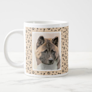 Akita Painting - Cute Original Dog Art Large Coffee Mug