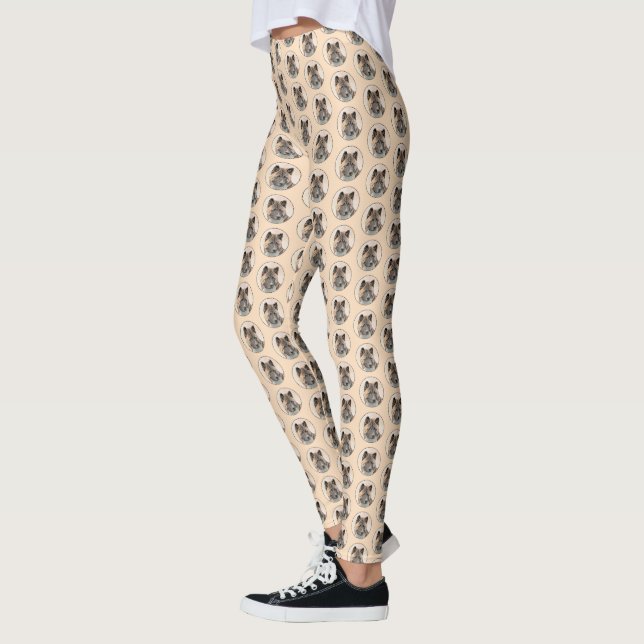 Akita Painting - Cute Original Dog Art Leggings (Left)