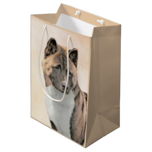Akita Painting - Cute Original Dog Art Medium Gift Bag
