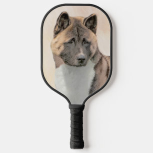 Akita Painting - Cute Original Dog Art Pickleball  Paddle