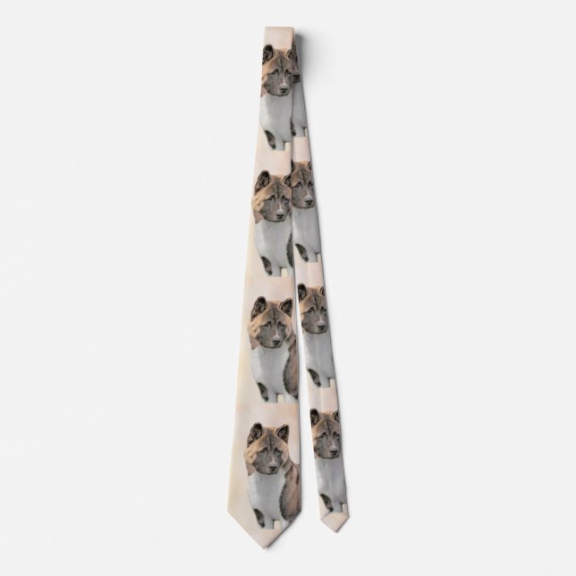 Akita Painting - Cute Original Dog Art Tie (Front)