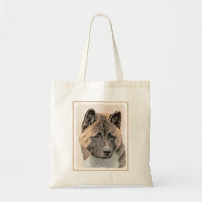 Akita Painting - Cute Original Dog Art Tote Bag (Front)