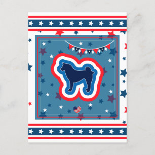 Akita Patriotic Red White And Blue 4th of July Holiday Postcard