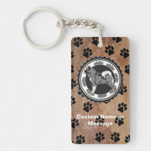 Akita Paws Dog Breed Lover Custom Name Keychain